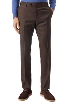 Мужские шерстяные брюки CORNELIANI коричневого цвета, арт. 255B01-2517087 | Фото 3 (Драгоценные камни: Проставлено; Длина (брюки, джинсы): Стандартные; Материал сплава: Проставлено; Материал внешний: Шерсть; Случай: Повседневный, Формальный; Стили: Кэжуэл)