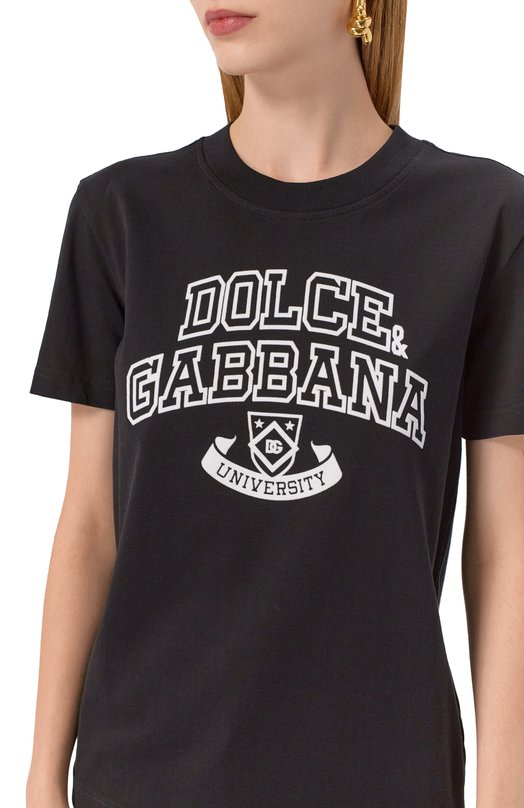 Хлопковая футболка Dolce & Gabbana F8V42Z/GDDBC Чёрный  F8V42Z/GDDBC Фото 5