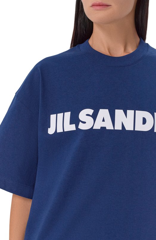 Хлопковая футболка Jil Sander J53GC0009/J45317 Синий  J53GC0009/J45317 Фото 5