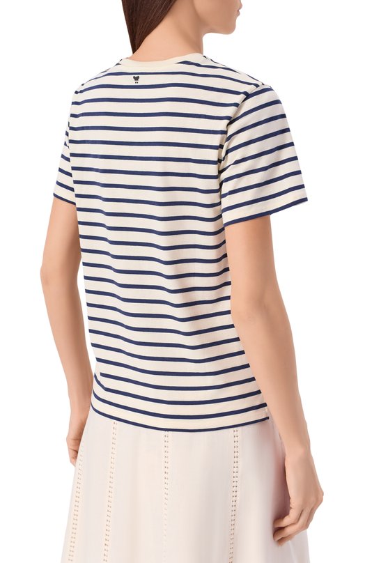 Хлопковая футболка Weekend Max Mara WKDB0RA Кремовый  WKDB0RA Фото 4