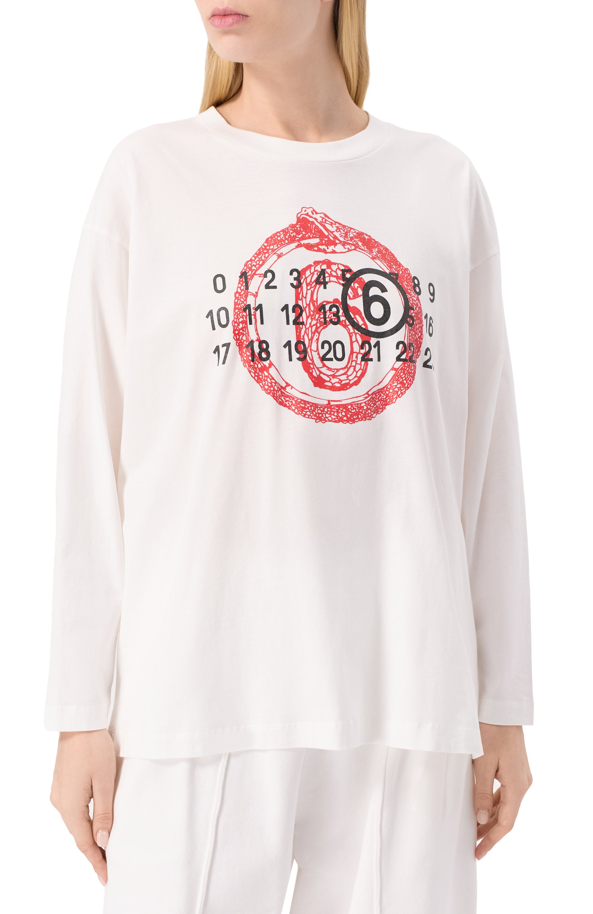 Хлопковый лонгслив MM6 белого цвета по цене 37200 руб., арт. S62GD0197/S24312, фото 3 Хлопковый лонгслив MM6, арт. S62GD0197/S24312, фото 3