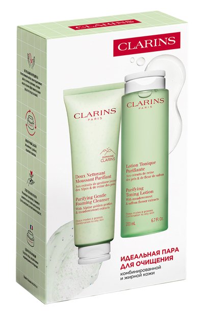 Набор для комбинированной и жирной кожи (125+200ml) CLARINS бесцветного цвета по цене 3900 руб., арт. 80138089, фото 3 Набор для комбинированной и жирной кожи (125+200ml) CLARINS, арт. 80138089, фото 3