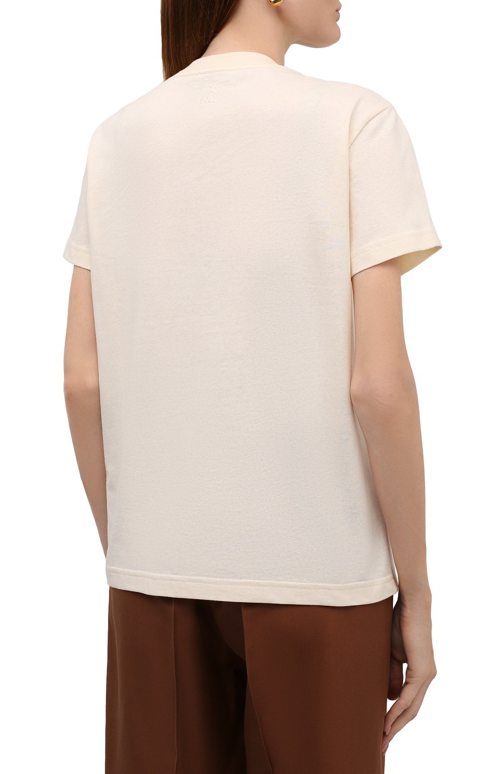 Хлопковая футболка LANVIN кремового цвета по цене 37750 руб., арт. RW-TS0019-J081-A21, фото 4 Хлопковая футболка LANVIN, арт. RW-TS0019-J081-A21, фото 4