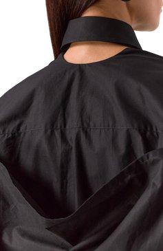Женское хлопковое платье BALENCIAGA черного цвета, арт. 809049/TNM60 | Фото 5 (Рукава: Длинные; Материал сплава: Проставлено; Драгоценные камни: Проставлено; Длина Ж (юбки, платья, шорты): Мини; Стили: Кэжуэл; Женское Кросс-КТ: Платье-одежда; Случай: Повседневный; Материал внешний: Хлопок)