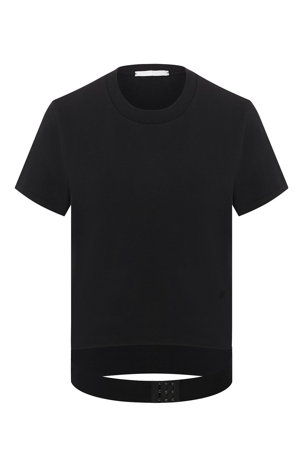 Хлопковая футболка HELMUT LANG черного цвета по цене 33100 руб., арт. J09DW501, фото 1 Хлопковая футболка HELMUT LANG, арт. J09DW501, фото 1