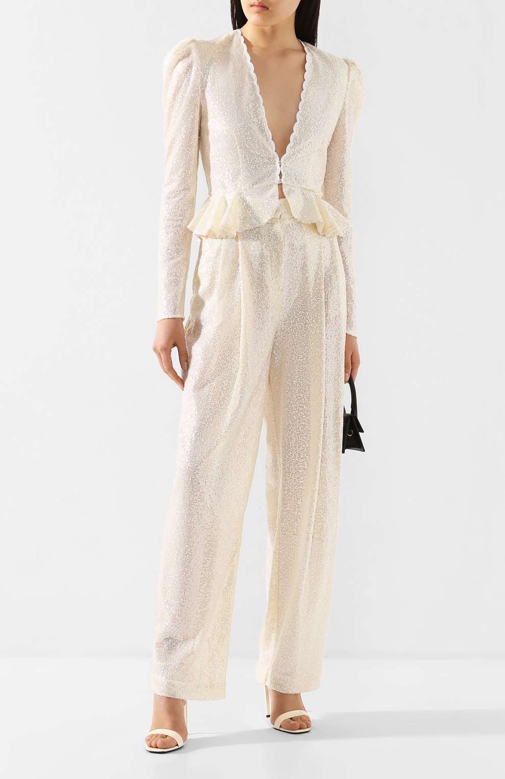 Брюки с пайетками PHILOSOPHY DI LORENZO SERAFINI кремового цвета по цене 78400 руб., арт. A0324/2144, фото 2 Брюки с пайетками PHILOSOPHY DI LORENZO SERAFINI, арт. A0324/2144, фото 2