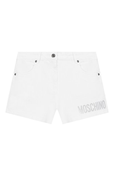 Джинсовые шорты MOSCHINO белого цвета по цене 8975 руб., арт. HDP03C/LTC02/4A-8A, фото 1 Джинсовые шорты MOSCHINO, арт. HDP03C/LTC02/4A-8A, фото 1