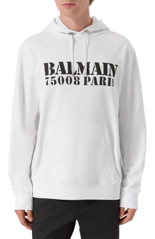 Хлопковое худи Balmain FH1JT047/BD04 Белый  FH1JT047/BD04 Фото 3