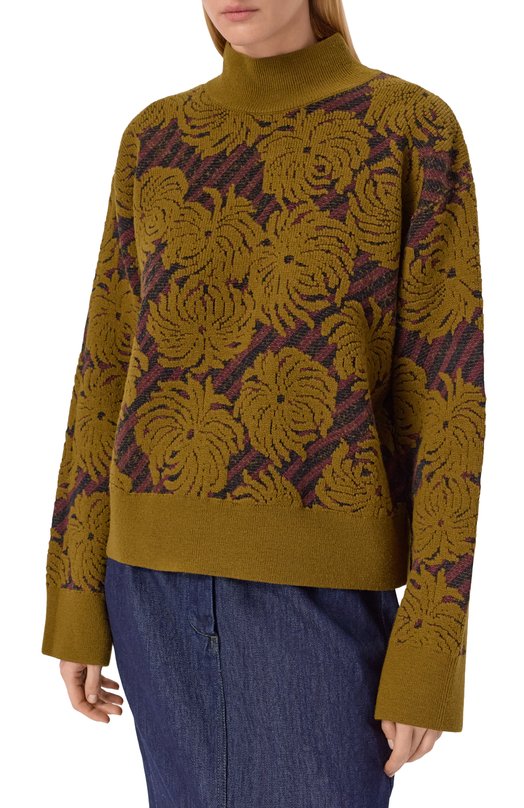 Свитер из шерсти и вискозы Dries Van Noten 011237-2731-606 Хаки  011237-2731-606 Фото 3