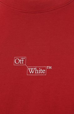 Мужская хлопковый лонгслив OFF-WHITE красного цвета, арт. 0MAB087F23JER001 | Фото 5 (Рукава: Длинные; Принт: Без принта; Длина (для топо�в): Стандартные; Материал сплава: Проставлено; Материал внешний: Хлопок; Стили: Спорт-шик; Драгоценные камни: Проставлено)