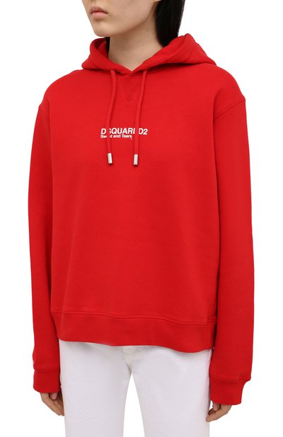 Хлопковое худи DSQUARED2 красного цвета по цене 36950 руб., арт. S75GU0345/S25042, фото 3 Хлопковое худи DSQUARED2, арт. S75GU0345/S25042, фото 3