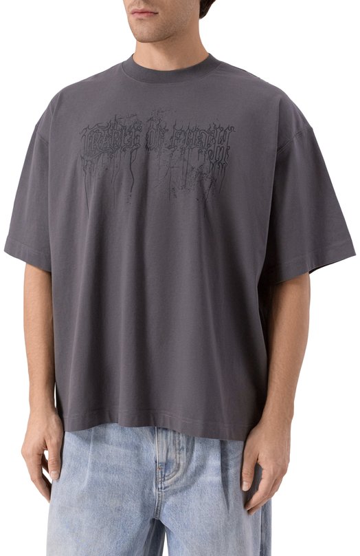 Хлопковая футболка VETEMENTS UCF76TR400M Серый  UCF76TR400M Фото 3