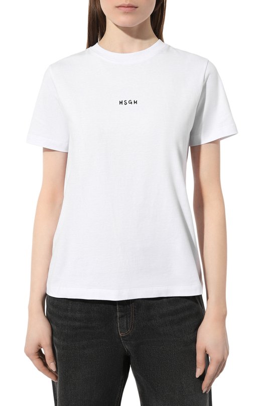 Хлопковая футболка MSGM 3641MDM550/247002 Белый  3641MDM550/247002 Фото 3