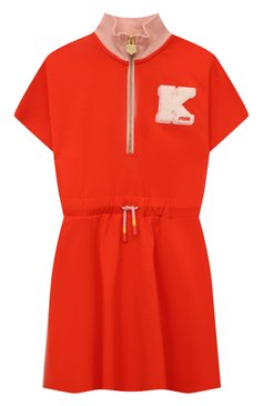 Детское хлопковое платье KENZO красного цвета, арт. K60220/3-5 | Фото 1 (Драгоценные камни: Проставлено; Материал сплава: Проставлено; Рукава: Короткие; Материал внешний: Хлопок; Случай: Повседневный; Девочки Кросс-КТ: Платье-одежда; Ростовка одежда: 3 года | 98 см, 4 года | 104 см, 5 лет | 110 см)