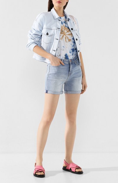 Джинсовые шорты 7 FOR ALL MANKIND голубого цвета по цене 11650 руб., арт. JSWUA500IH, фото 2 Джинсовые шорты 7 FOR ALL MANKIND, арт. JSWUA500IH, фото 2