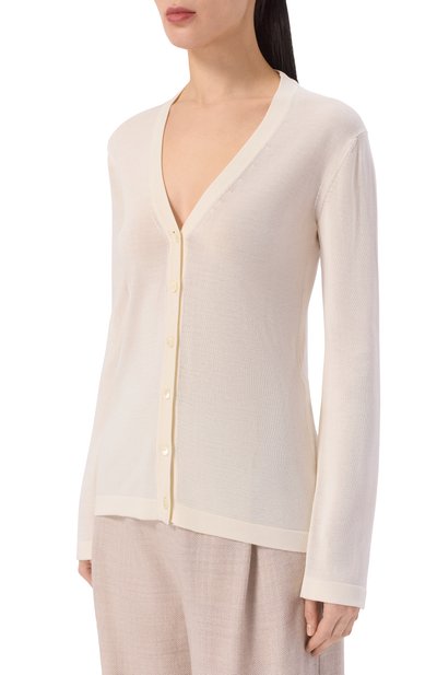 Шелковый кардиган COLOMBO кремового цвета по цене 129500 руб., арт. MA04901/L/4-120AN, фото 3 Шелковый кардиган COLOMBO, арт. MA04901/L/4-120AN, фото 3