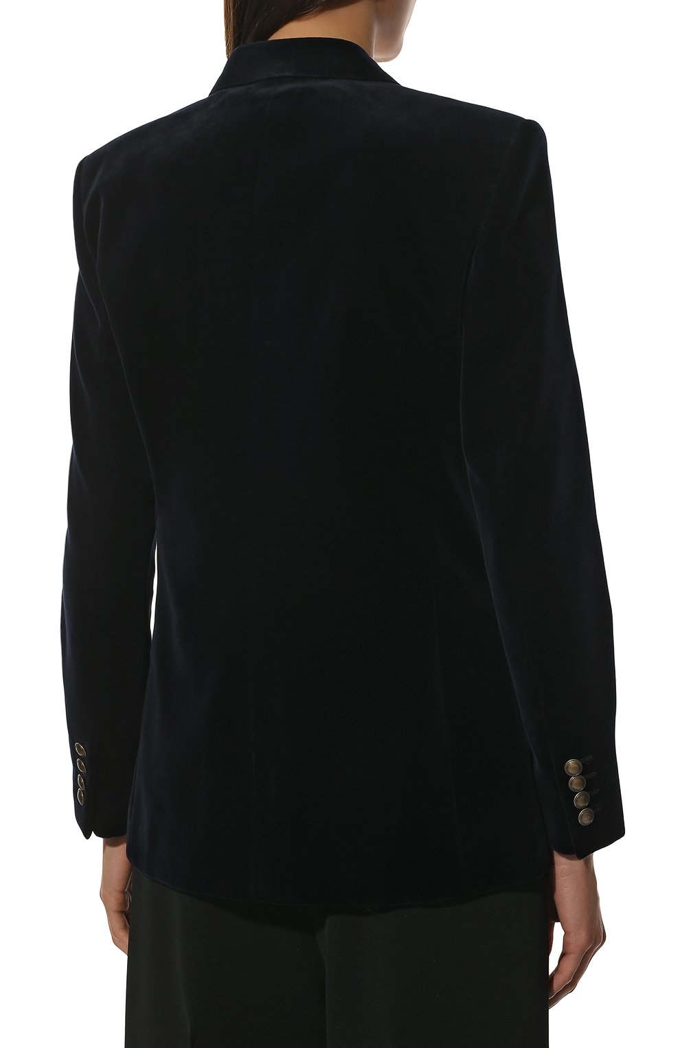 Бархатный жакет SAINT LAURENT темно-синего цвета по цене 299500 руб., арт. 564154/Y615W, фото 4 Бархатный жакет SAINT LAURENT, арт. 564154/Y615W, фото 4