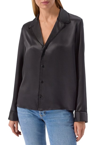 Атласная блузка SAINT LAURENT, арт. 856270/Y7G27, фото 3