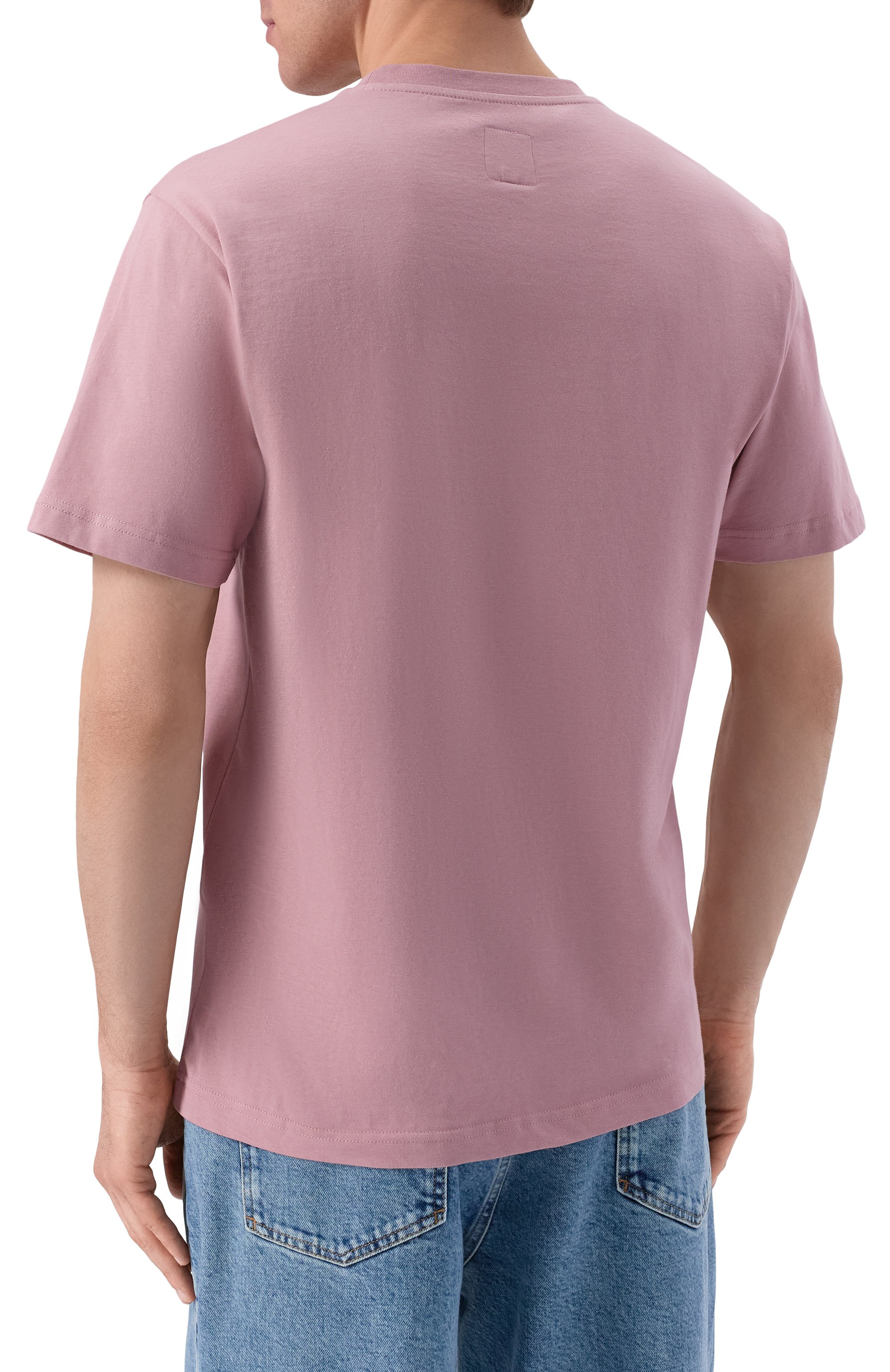 Хлопковая футболка EMPORIO ARMANI светло-розового цвета по цене 18750 руб., арт. EM001717/AF14836, фото 4 Хлопковая футболка EMPORIO ARMANI, арт. EM001717/AF14836, фото 4