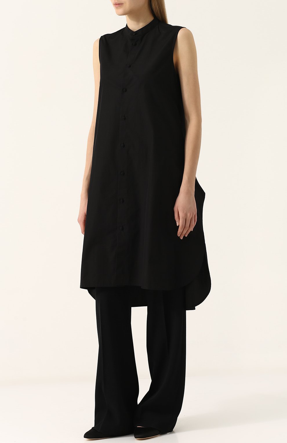 Удлиненный хлопковый топ без рукавов YOHJI YAMAMOTO, арт. FE-D53-001, фото 3