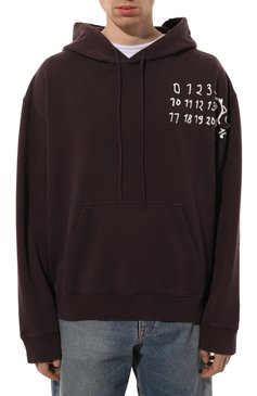 Мужской хлопковое худи MM6 фиолетового цвета, арт. SH2GU0012/M25004 | Фото 3 (Длина (для топов): Стандартные; Материал внешний: Хлопок; Материал сплава: Проставлено; Драгоценные камни: Проставлено; Рукава: Длинные; Мужское Кросс-КТ: Худи-одежда; Стили: Кэжуэл; Принт: С принтом)