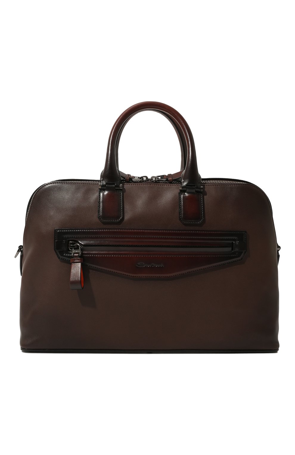 Кожаная сумка для ноутбука SANTONI темно-коричневого цвета по цене 109000 руб., арт. UIBBA2275LI-GSP9T50, фото 1 Кожаная сумка для ноутбука SANTONI, арт. UIBBA2275LI-GSP9T50, фото 1