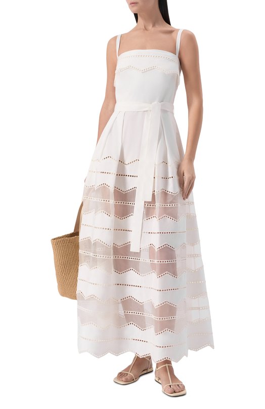 Платье из хлопка и шелка Elie Saab D1087NR26/CES01 Белый  D1087NR26/CES01 Фото 2