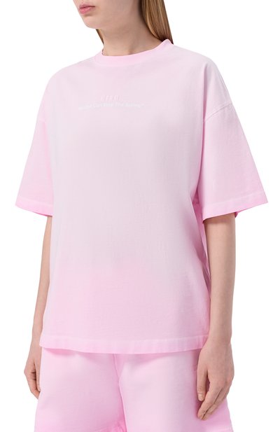 Хлопковая футболка MSGM розового цвета по цене 23300 руб., арт. 4041MDM141SE/267286, фото 3 Хлопковая футболка MSGM, арт. 4041MDM141SE/267286, фото 3