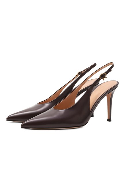 Женские кожаные туфли robbie sling 85 GIANVITO ROSSI темно-бордового цвета, арт. G95461.85RIC.T0KB0UR | Фото 1 (Каблук высота: Высокий; Материал внешний: Натуральная кожа; Материал внутренний: Натуральная кожа; Драгоценные камни: Проставлено; Подошва: Плоская; Материал сплава: Проставлено)