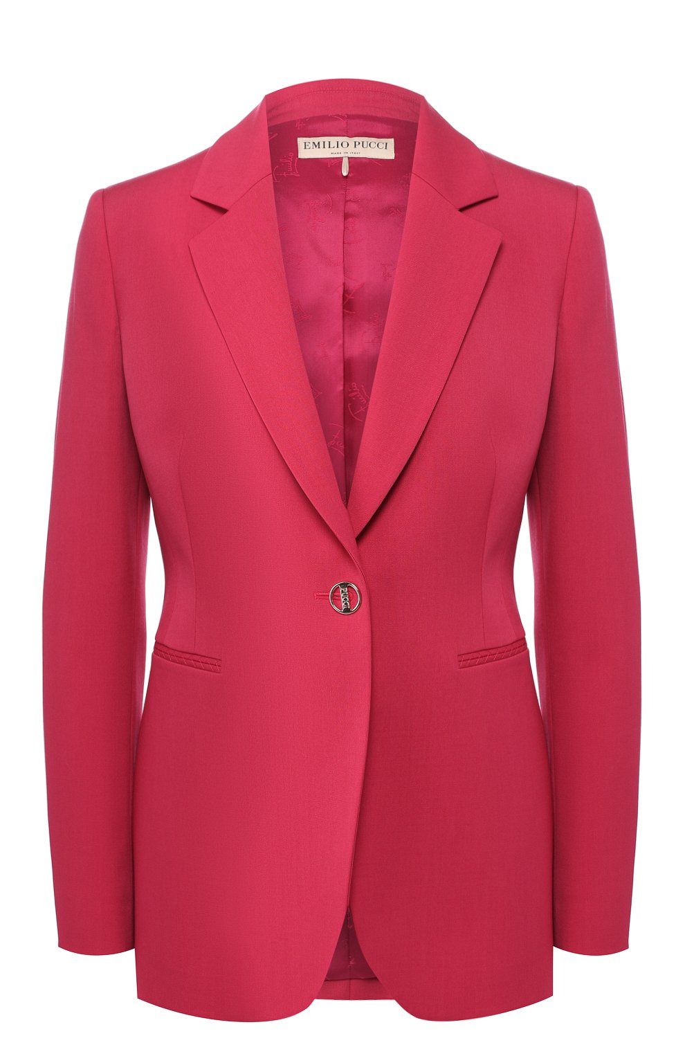 Шерстяной жакет EMILIO PUCCI малинового цвета по цене 129500 руб., арт. 9ERB25/9E605, фото 1 Шерстяной жакет EMILIO PUCCI, арт. 9ERB25/9E605, фото 1