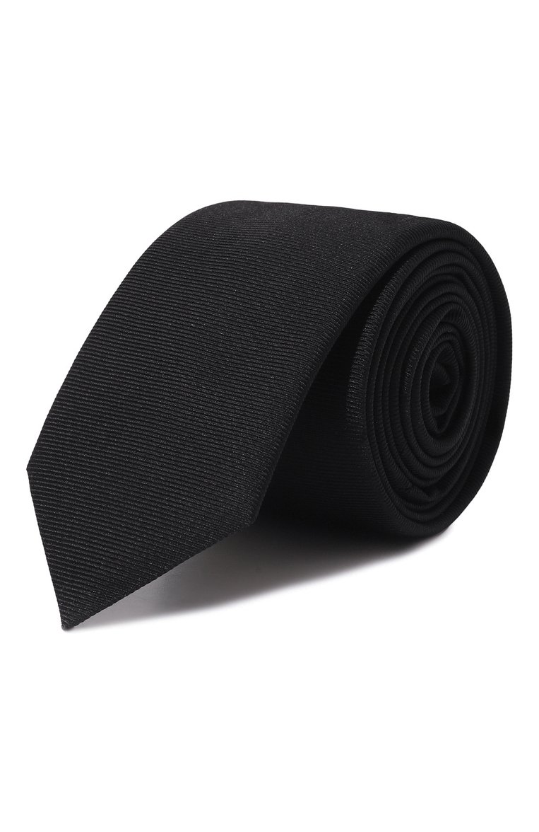 Мужской шелковый галстук HUGO черного цвета, арт. 50468199 | Фото 1 (Материал: Текстиль, Шелк; Принт: Без принта; Материал сплава: Проставлено; Нос: Не проставлено)