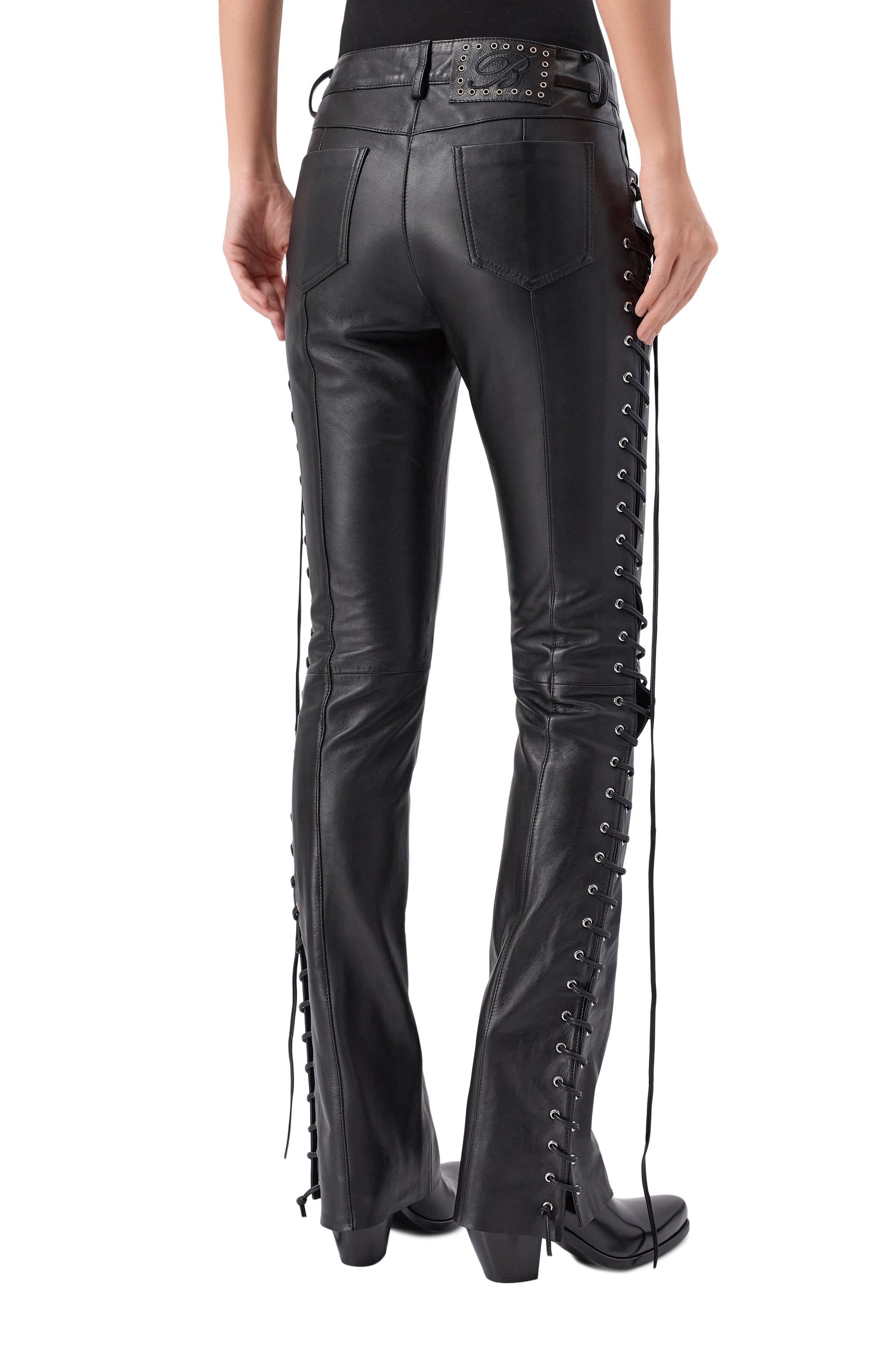 Кожаные брюки BLUMARINE, арт. 4L074A, фото 4