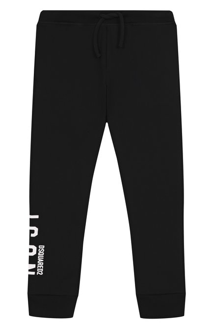 Детские хлопковые джоггеры DSQUARED2 черного цвета, арт. DQ2929/D0094 | Фото 1 (Материал сплава: Проставлено; Материал внешний: Хлопок; Нос: Не проставлено)