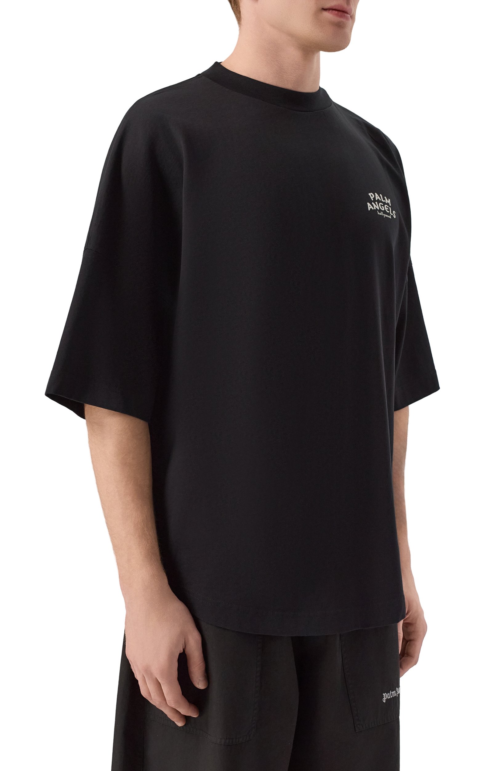 Хлопковая футболка PALM ANGELS черного цвета по цене 33950 руб., арт. PAMAA005JR003, фото 3 Хлопковая футболка PALM ANGELS, арт. PAMAA005JR003, фото 3