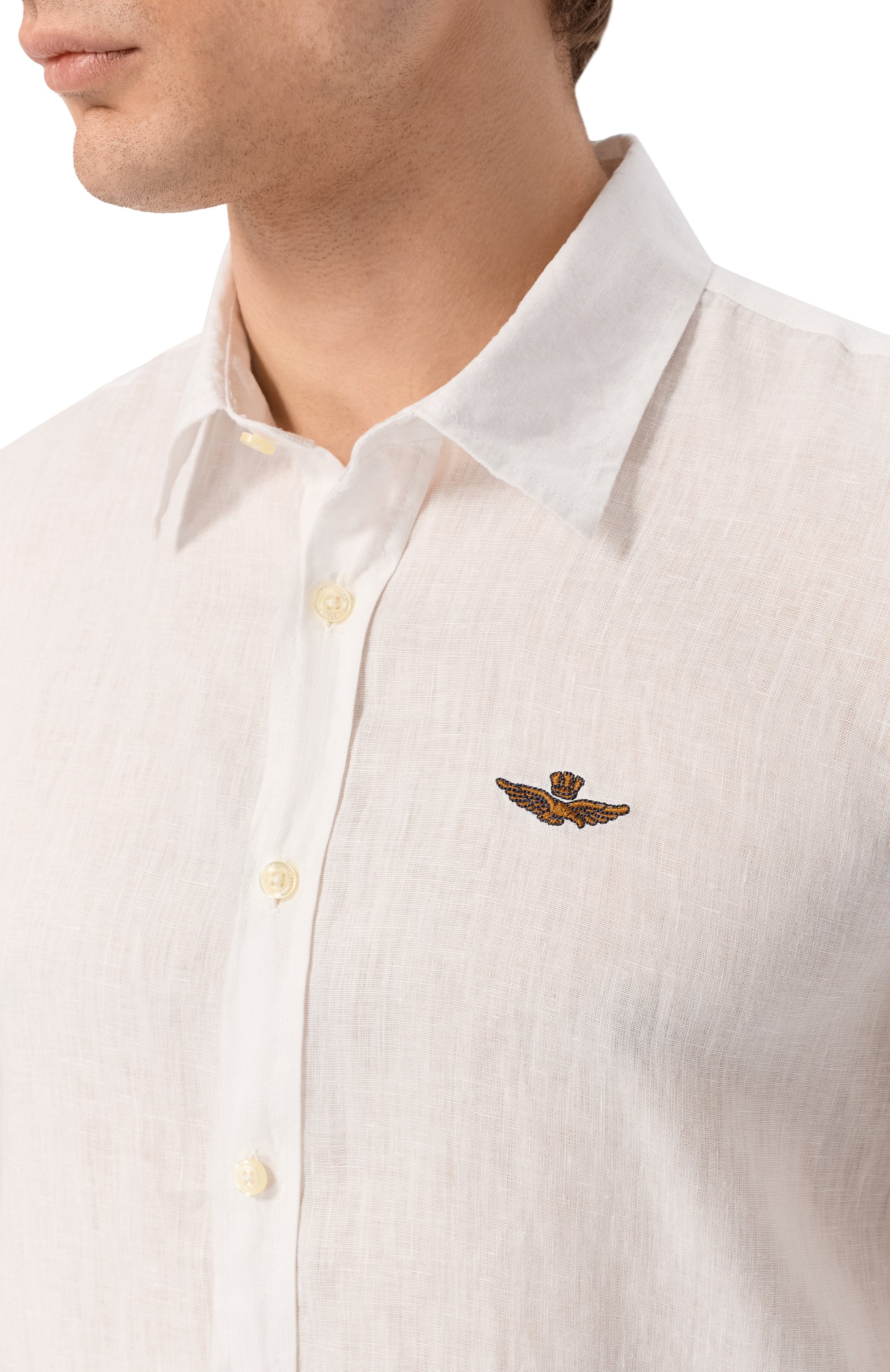 Льняная рубашка AERONAUTICA MILITARE белого цвета по цене 18050 руб., арт. CA1321UCT03089, фото 5 Льняная рубашка AERONAUTICA MILITARE, арт. CA1321UCT03089, фото 5