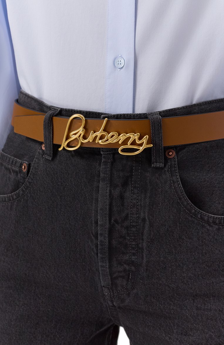 Женский двусторонний ремень BURBERRY черного цвета, арт. 8104929 | Фото 3 (Нос: Не проставлено; Материал: Натуральная кожа; Автоматизация состава: Проставлено)