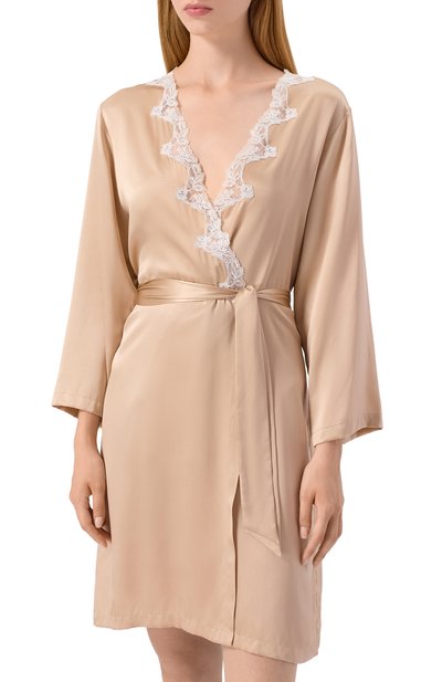 Шелковый халат EVA B.BITZER бежевого цвета по цене 54330 руб., арт. 29314463, фото 3 Шелковый халат EVA B.BITZER, арт. 29314463, фото 3