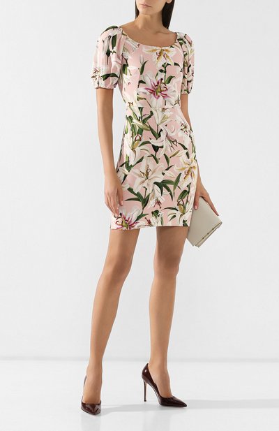 Платье из вискозы DOLCE & GABBANA светло-розового цвета по цене 157500 руб., арт. F6F3MT/FSRLJ, фото 2 Платье из вискозы DOLCE & GABBANA, арт. F6F3MT/FSRLJ, фото 2