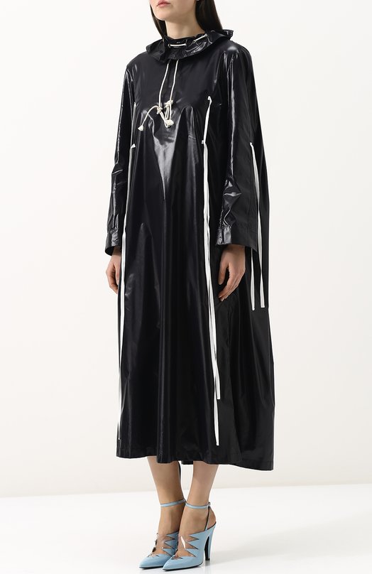 Платье-миди с контрастной отделкой и воротником-стойкой CALVIN KLEIN 205W39NYC Чёрный, фото 6