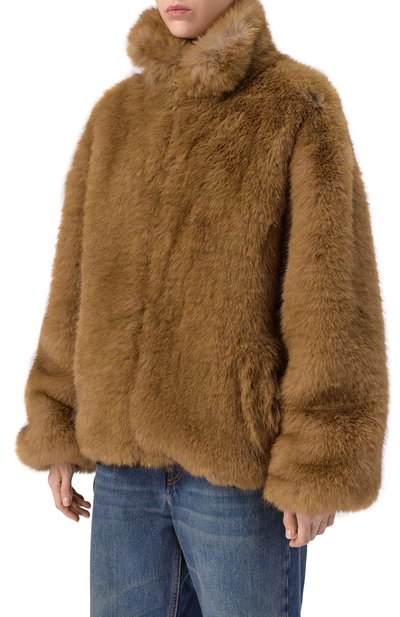 Шуба из экомеха MSGM светло-коричневого цвета по цене 99400 руб., арт. 3942MDH11/257822, фото 3 Шуба из экомеха MSGM, арт. 3942MDH11/257822, фото 3