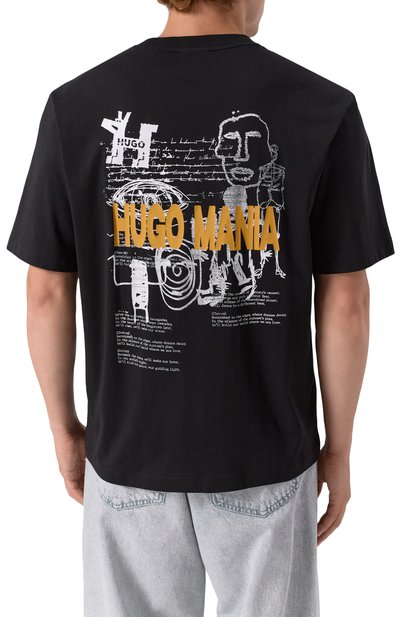 Хлопковая футболка HUGO BLUE черного цвета по цене 6995 руб., арт. 50543483, фото 4 Хлопковая футболка HUGO BLUE, арт. 50543483, фото 4