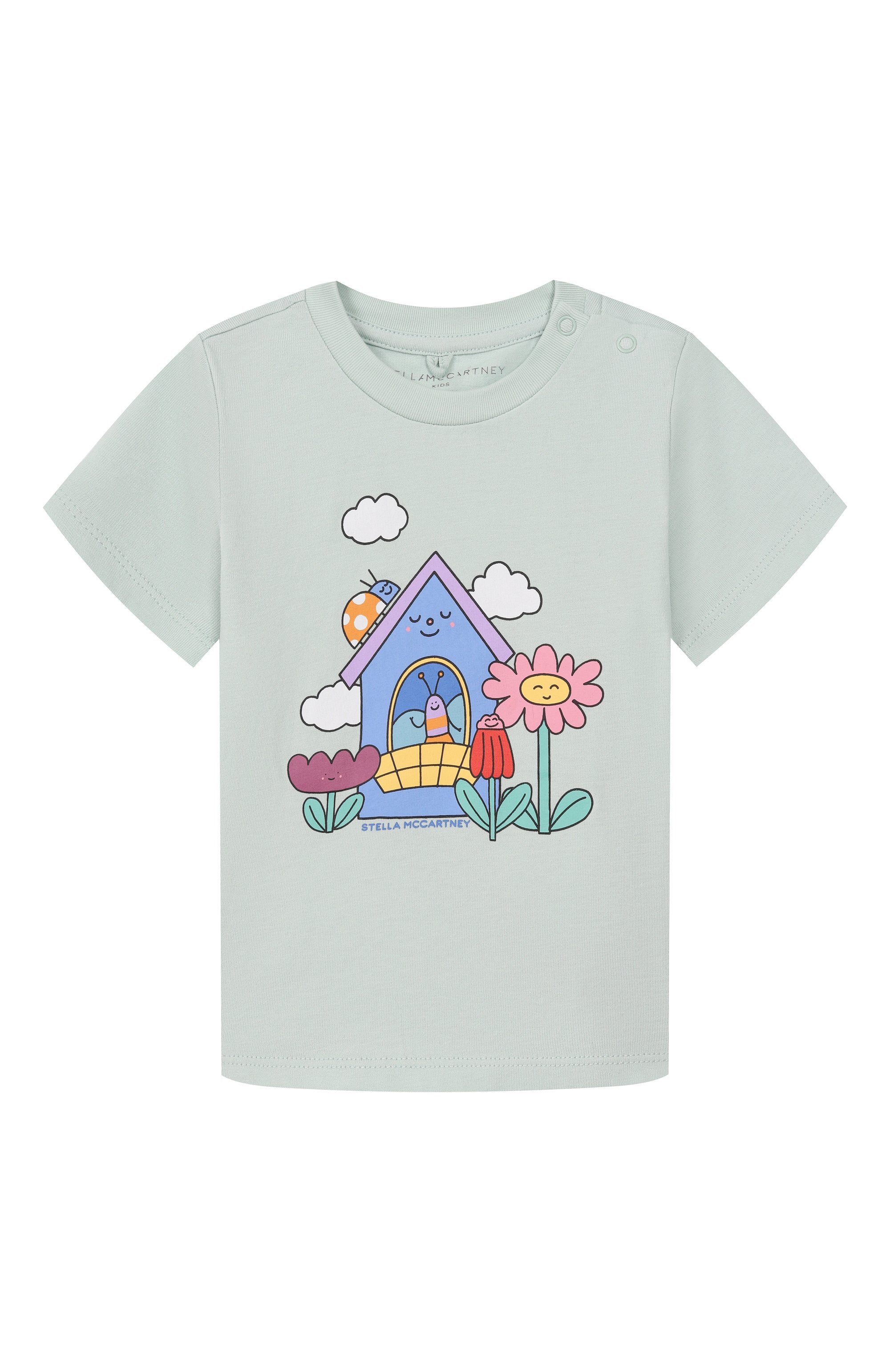 Хлопковая футболка STELLA MCCARTNEY светло-зеленого цвета по цене 8530 руб., арт. TY8031, фото 1 Хлопковая футболка STELLA MCCARTNEY, арт. TY8031, фото 1