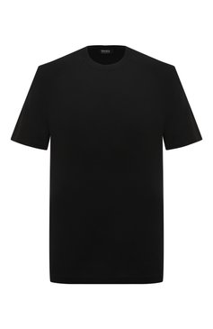 Мужская шерстяная футболка ZEGNA черного цвета, арт. E7328A5/BCT706 | Фото 1 (Материал внешний: Шерсть; Принт: Без принта; Рукава: Короткие; Длина (для топов): Стандартные; Материал сплава: Проставлено; Драгоценные камни: Проставлено; Стили: Кэжуэл)