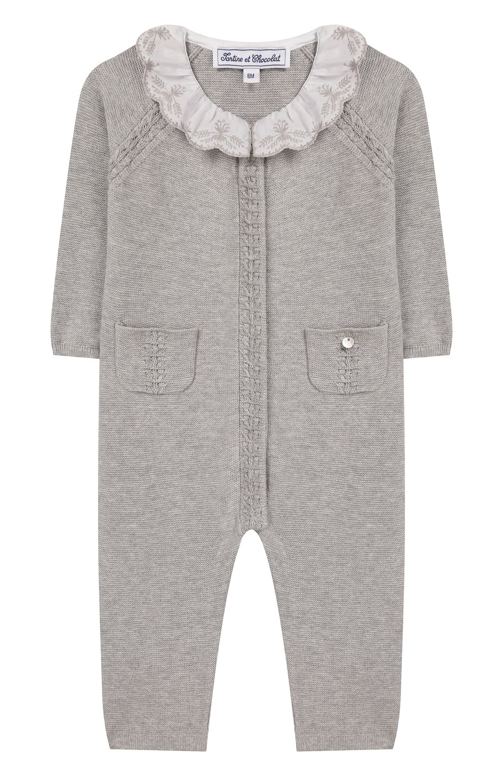 Хлопковый комбинезон TARTINE ET CHOCOLAT серого цвета по цене 11550 руб., арт. TQ32001/1M-1A, фото 1 Хлопковый комбинезон TARTINE ET CHOCOLAT, арт. TQ32001/1M-1A, фото 1