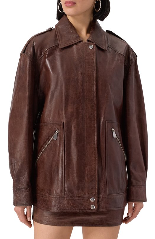 Кожаная куртка Pinko 105012/A2I1 Коричневый  105012/A2I1 Фото 3