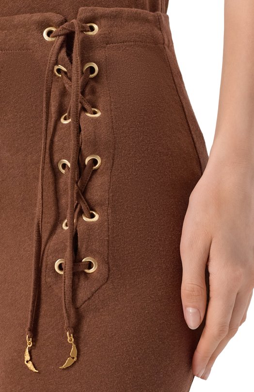 Юбка из хлопка и льна Zadig and Voltaire JWSK01012 Коричневый  JWSK01012 Фото 5