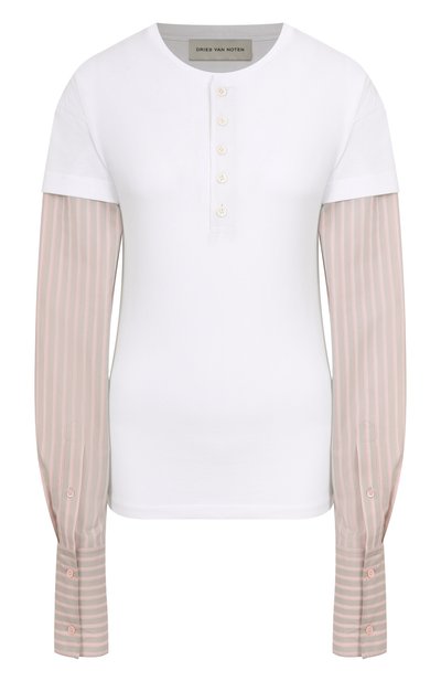 Женская хлопковый лонгслив-хенли DRIES VAN NOTEN, арт. 251-011156-1603