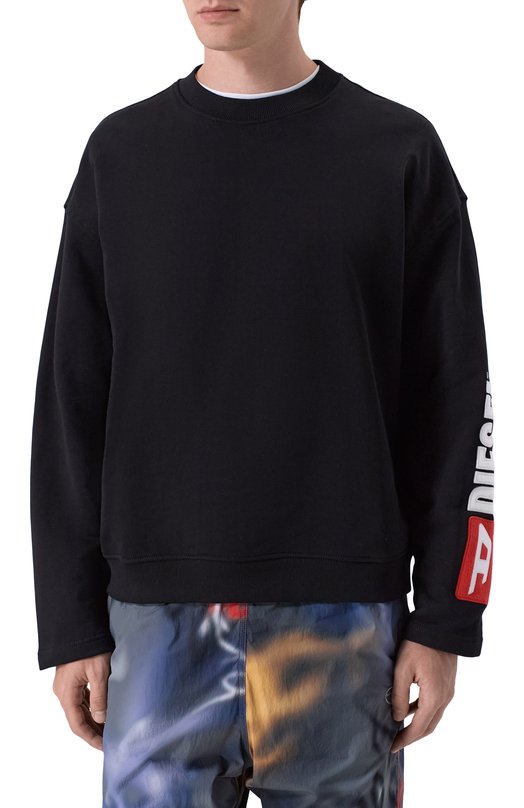 Хлопковый свитшот Diesel A20025/0GEAD Чёрный  A20025/0GEAD Фото 3