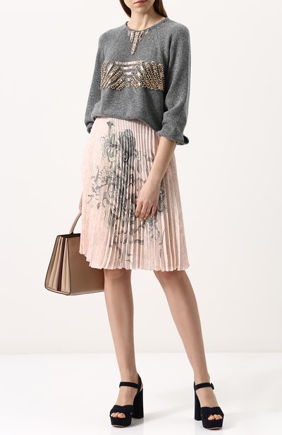 Однотонный пуловер из смеси шерсти и кашемира с пайетками PRADA, арт. P24D0M-1QKM-F0031, фото 2