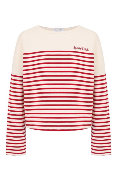 Хлопковый лонгслив SPORTY AND RICH кремового цвета по цене 15800 руб., арт. T0035508300ST15, фото 1 Хлопковый лонгслив SPORTY AND RICH, арт. T0035508300ST15, фото 1